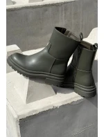 Dámské kotníkové boty na platformě a plochém podpatku Zelené model 21707361 - Boto