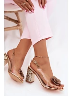 Průhledné Sandály na Podpatku se Šperky D&A MR61-9013 Zlaté