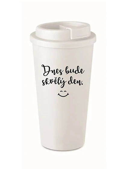 TODAY WILL BE A GREAT DAY - biely termohrnček 475 ml