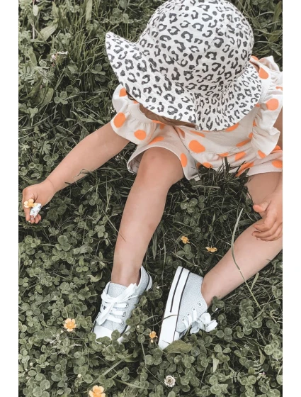 Dziecięce Brokatowe Trampki Srebrne Bling-Bling