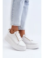 Dámské kožené tenisky na platformě model 21649096 bílé - CheBello