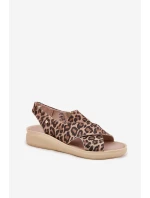 Zazoo 40392 Skórzane Sandały Damskie Panterka Brązowe Zazoo 40392 Skórzane Sandały Damskie Panterka Brązowe