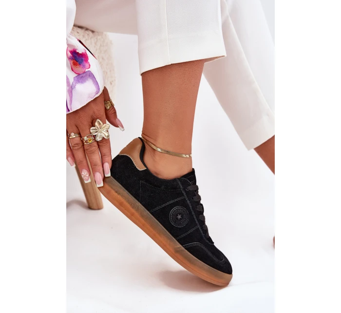 Zamszowe Sneakersy Damskie Big Star RR274851 HI-POLY SYSTEM Czarne