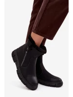 Śniegowce Damskie Na Platformie Z Futerkiem Czarne Briselle Śniegowce Damskie Na Platformie Z Futerkiem Czarne Briselle