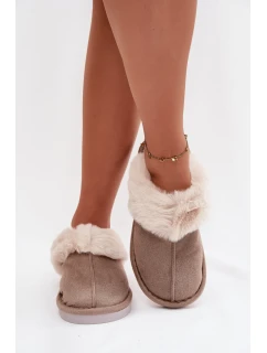 Dámské pantofle s kožíškem Khaki Carisse