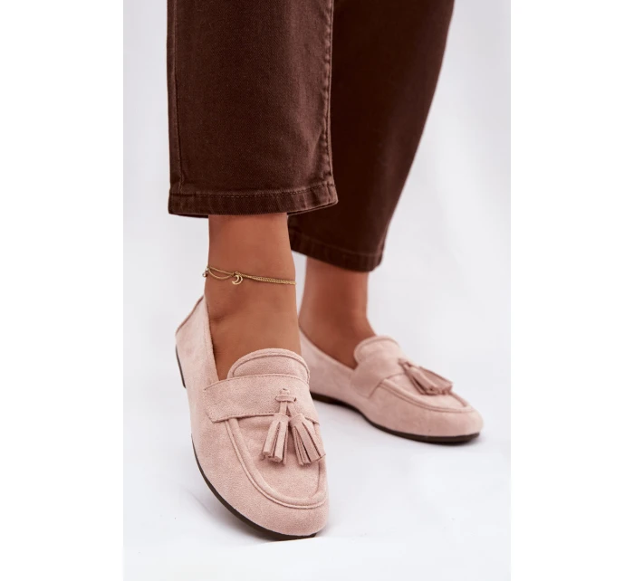 Dámské mokasíny ploché s třásněmi světle růžové Marilisse