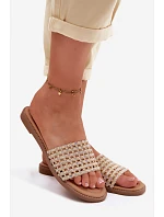 Dámské ploché béžové pantofle Fendi