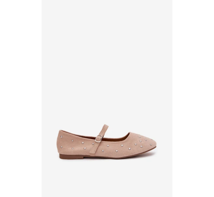 Dámske zdobené baleríny s remienkom Olivisse - ružové
