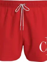 Pánske plavky SHORT DRAWSTRING KM0KM00967 XM9 červená - Calvin Klein