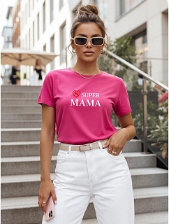 Dámske tričko s potlačou Super Mom Pink FashionStreet NX5025RY