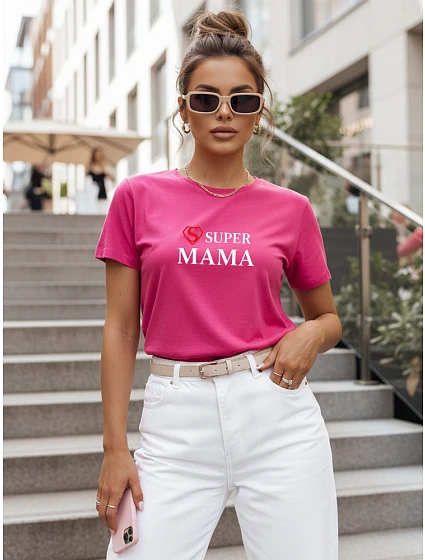 Dámske tričko s potlačou Super Mom Pink FashionStreet NX5025RY
