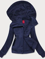 Tmavomodrá krátka dámska rozopínacia mikina (AMG-63)