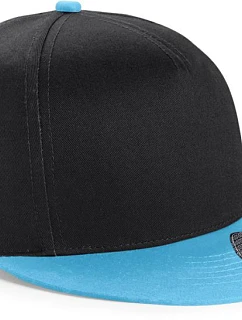 Beechfield B 615 Detská 5-panelová čiapka „Snapback“ 53.0615 čierna/surfovo modrá