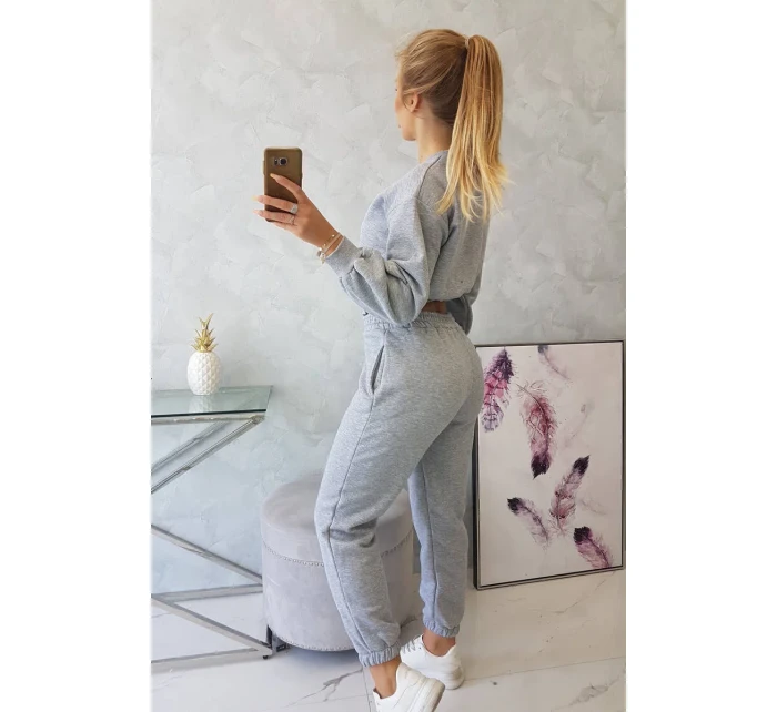 Zateplená souprava s krátkou mikinou šedá Zateplená souprava s krátkou mikinou šedá