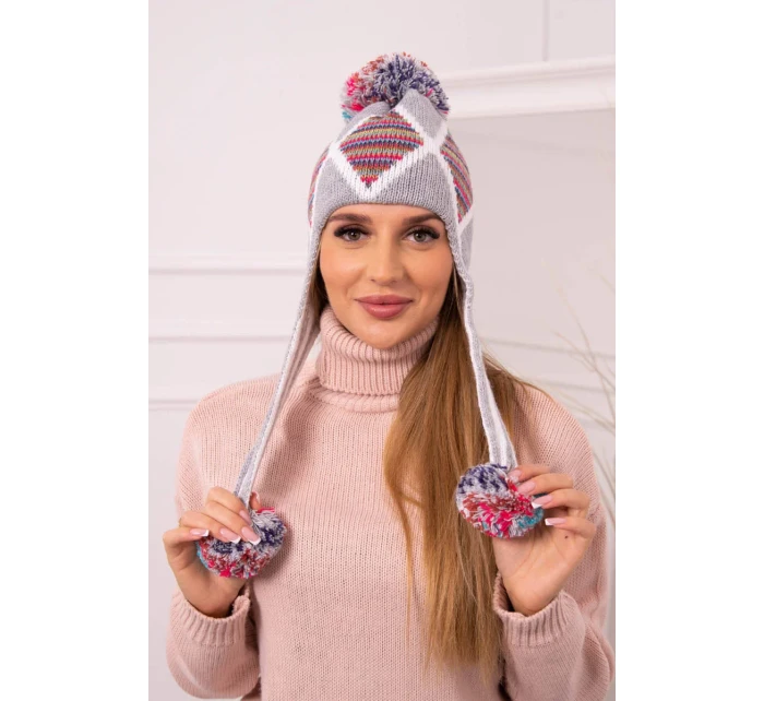 Dámska klapka na uši Eunika K322 sivá+červená Dámska klapka na uši Eunika K322 sivá+červená