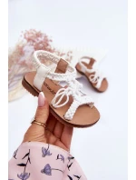 Dziecięce Plecione Wsuwane Sandały Białe Tracy