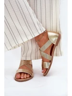 Dámské ploché sandály s pásky zlaté model 21696940 - EVENTO Dámské ploché sandály s pásky zlaté model 21696940 - EVENTO