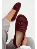 Skórzane Zamszowe Mokasyny Typu Barefoot Zazoo 322 Bordowe