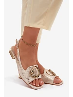 Dámské sandály Ploché S ozdobou model 22133543 Zlaté - S.Barski