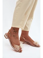 Dámské sandály průhledné s mašlí D&A MR61-9001 růžové zlato