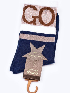 Dámske bavlnené ponožky GO-GO s kožušinou COSAS Dark Blue
