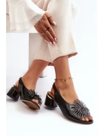 Kožené sandále so zdobením Laura Messi 2719 Black Kožené sandále so zdobením Laura Messi 2719 Black