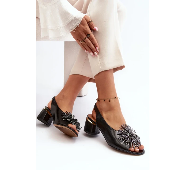 Kožené sandále so zdobením Laura Messi 2719 Black Kožené sandále so zdobením Laura Messi 2719 Black