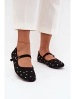 Dámské zdobené baleríny s páskem model 21836942 – černé - Kesi
