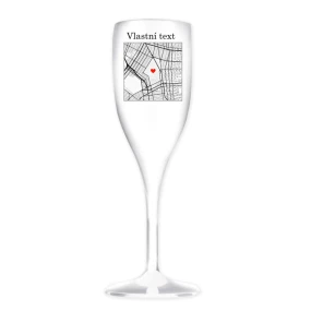 Personalizovaná nerozbitná prosecco sklenice s mapou