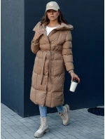 Dámský prošívaný kabát tmavě béžový Dstreet model 21978744 - FashionStreet