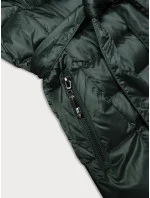 Tmavo zelená dámska zimná bunda s opaskom S'west (B8195-10)