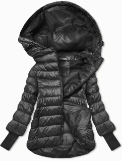 Krátká dámská bunda v grafitové barvě s stahovacími lemy model 21809016 - MINORITY