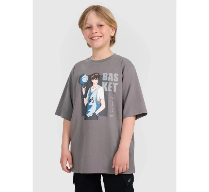 Chlapčenské tričko oversize s potlačou 4F 4FJRAW25TTSHM3062-24S Chlapčenské tričko oversize s potlačou 4F 4FJRAW25TTSHM3062-24S