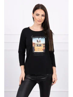 Halenka s potiskem Letní auto černá