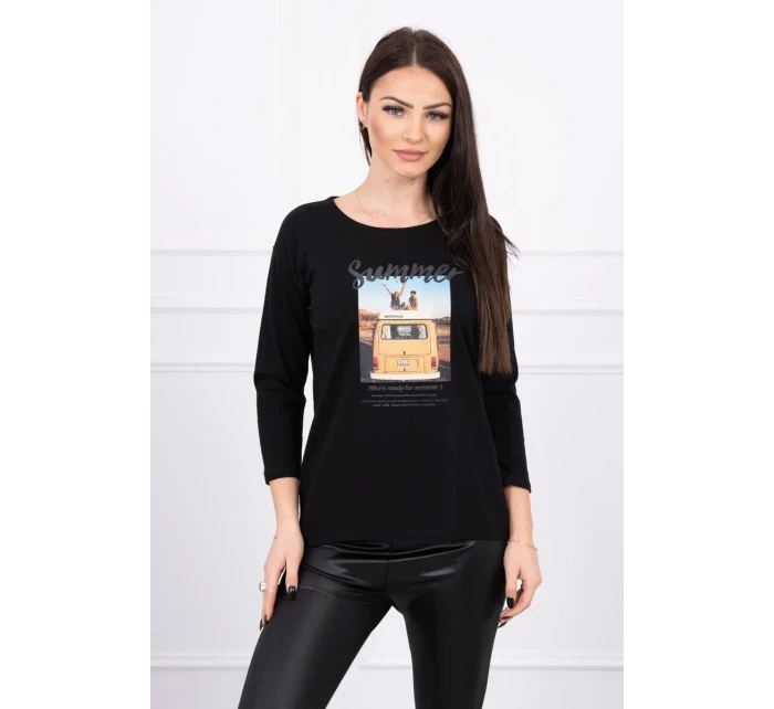 Halenka s potiskem Letní auto černá