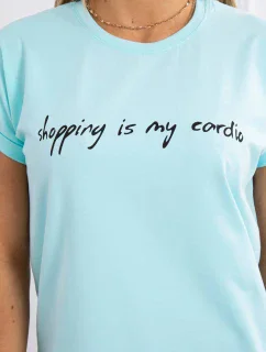 Blúzka Nakupovanie je moja kardio mätová+čierna