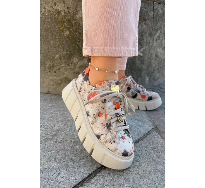 Skórzane Sneakersy Na Platformie Maciejka 06891-18 Beżowe