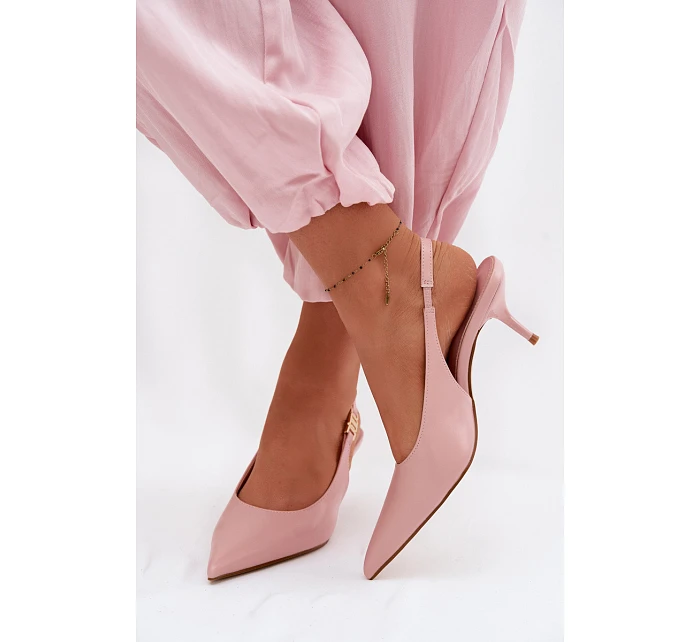 Dámské sandály z umělé kůže na podpatku Růžové Jelissey