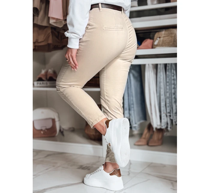 Dámské kalhoty slim fit s páskem light beige Dstreet model 21986460 - FashionStreet