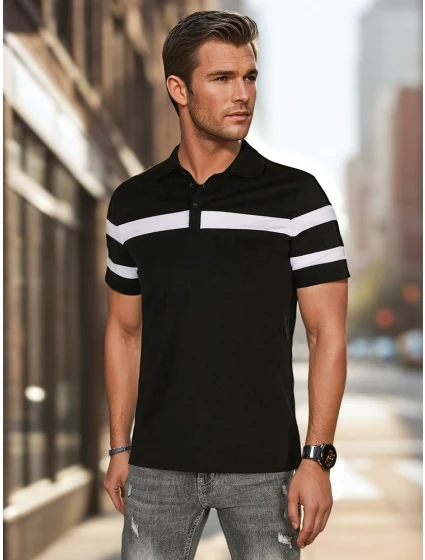 Pánská polokošile s pruhy černá Dstreet model 21987869 - FashionStreet