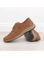 Pánské kožené polobotky M model 22008944 hnědé s ažurovým vzorem - Rieker Pánské kožené polobotky M model 22008944 hnědé s ažurovým vzorem - Rieker