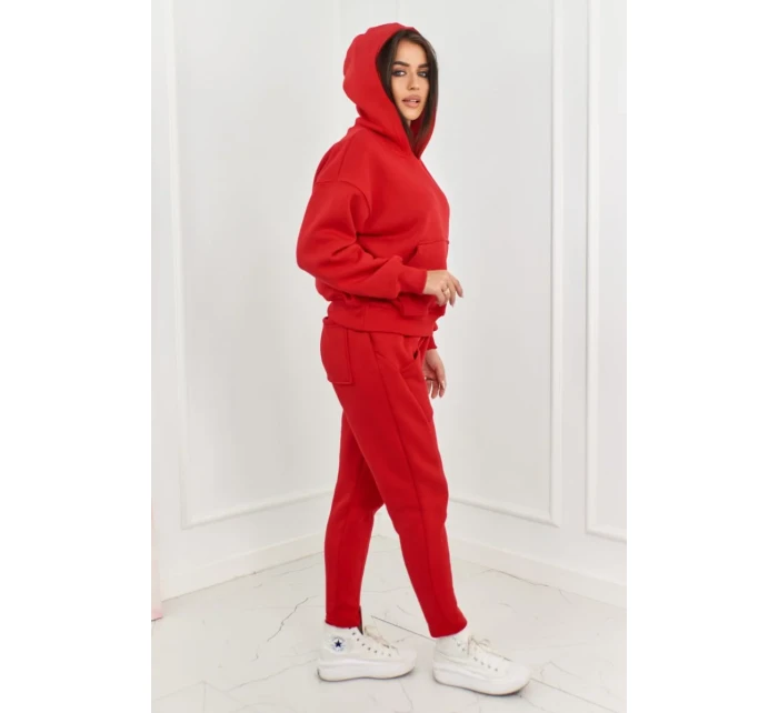 Zateplená sada mikinových + kalhot červený