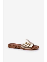 model 21659224 Elegantní Dámské Kožené Žabky Zlaté - Zazoo