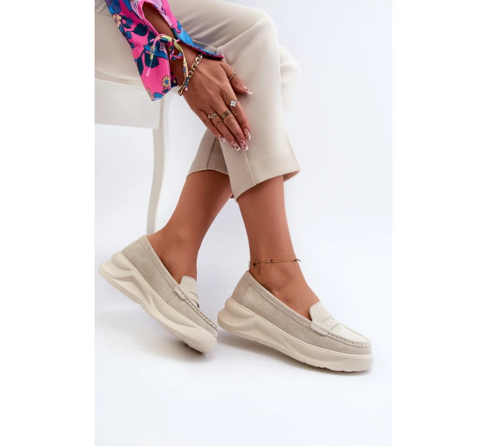 Dámské Semišové Mokasíny Světle Béžové model 21662058 - EVENTO