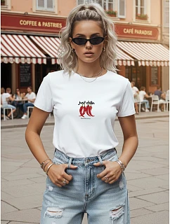 Dámske tričko s nápisom, bavlnené, biele, FashionStreet NX8007RY