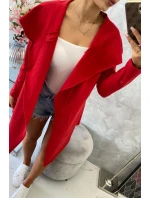 Volná bunda s kapucí v červené barvě Volná bunda s kapucí v červené barvě