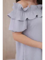 Španělská halenka s ozdobným volánem šedý