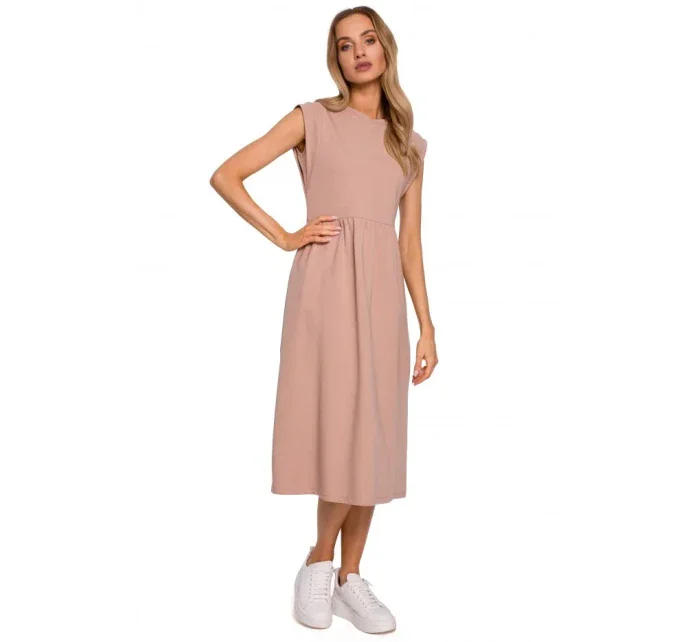 M581 Šaty bez rukávov s vysokým pásom - čierne