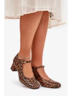 Dámske kožené lodičky na podpätku s leopardím vzorom Laura Messi - hnedé Dámske kožené lodičky na podpätku s leopardím vzorom Laura Messi - hnedé