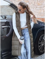 Dámská dlouhá prošívaná zelená vesta Dstreet model 21993367 - FashionStreet